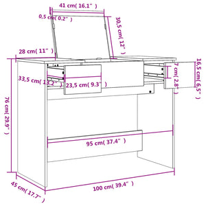 Μπουντουάρ με Καθρέφτη Γκρι Sonoma 100x45x76 εκ.
