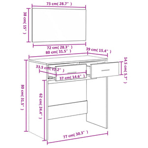 Μπουντουάρ με Καθρέφτη Λευκό 80 x 39 x 80 εκ. - Pakobazaar