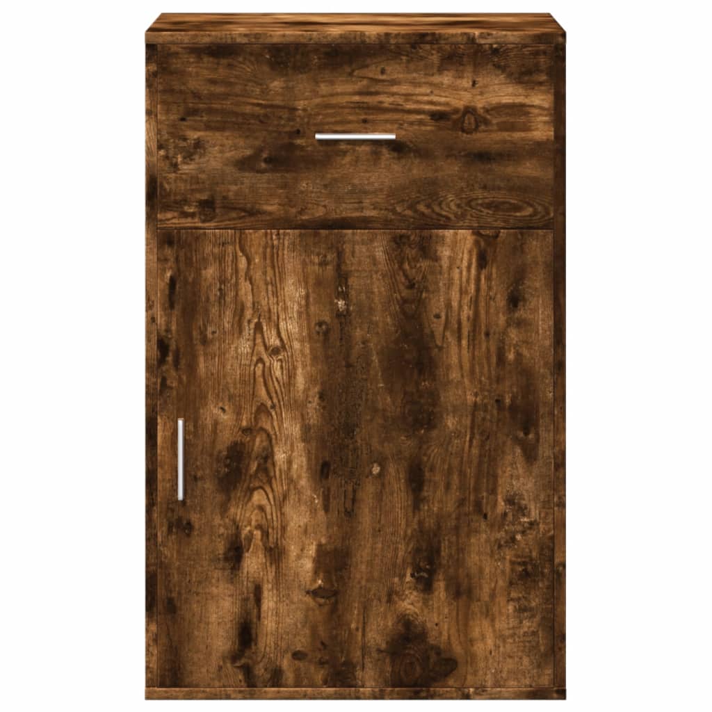 Ραφιέρα με Ντουλάπια Καπνιστή Δρυς 56,5x39x90 εκ. Επεξ. Ξύλο