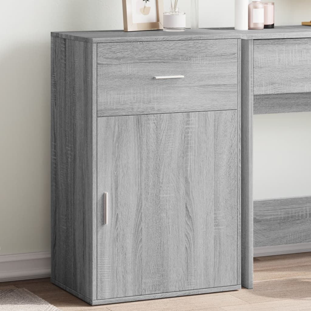 Ραφιέρα με Ντουλάπια Γκρι Sonoma 56,5x39x90 εκ. Επεξ. Ξύλο