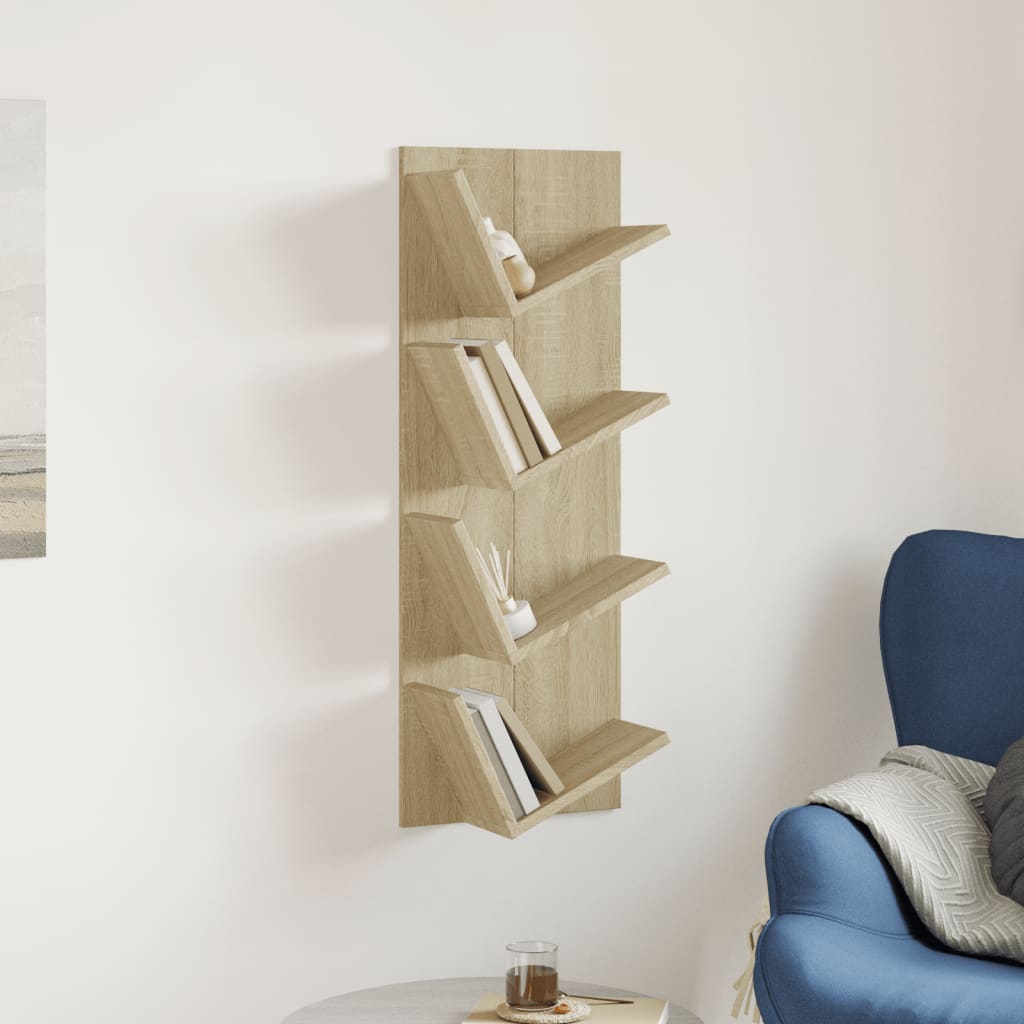 Κρεμαστή Βιβλιοθήκη 4 Επιπέδων Sonoma Δρυς 33 x 16 x 90 εκ.