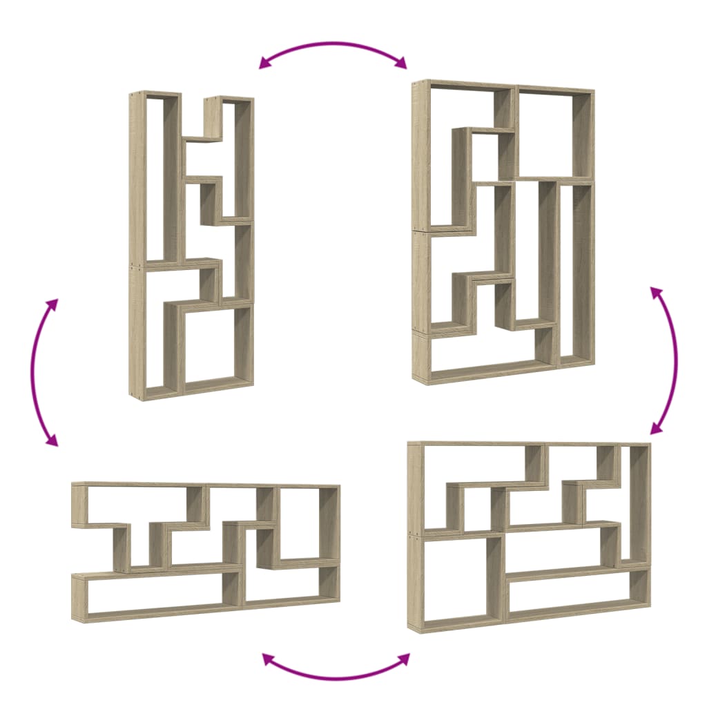 Ραφιέρα Τοίχου Sonoma Δρυς 96x12x64 εκ. από Επεξεργασμένο Ξύλο