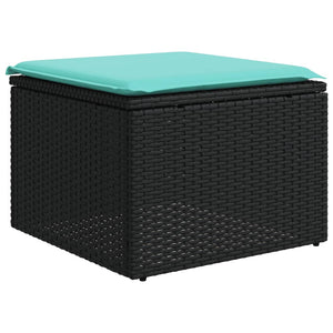 Καναπές Σετ 8 Τεμαχίων Μαύρο Συνθετικό Ρατάν με Μαξιλάρια