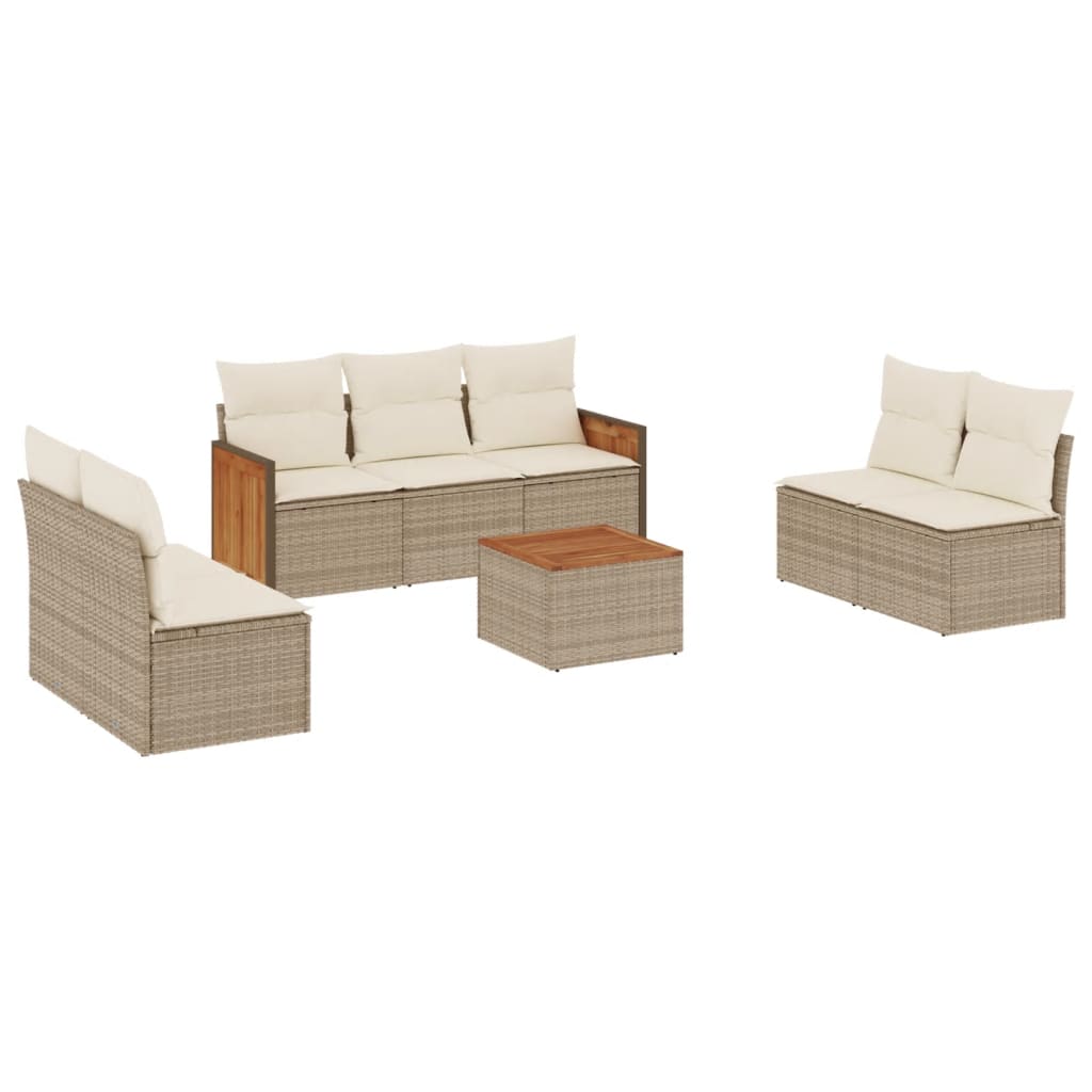 Σαλόνι Κήπου Σετ 8 τεμ. Μπεζ Συνθετικό Ρατάν με Μαξιλάρια
