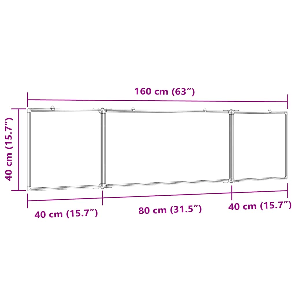 Πίνακας Μαρκαδόρου Μαγνητικός Πτυσσόμ. 160x40x1,7εκ. Αλουμινίου