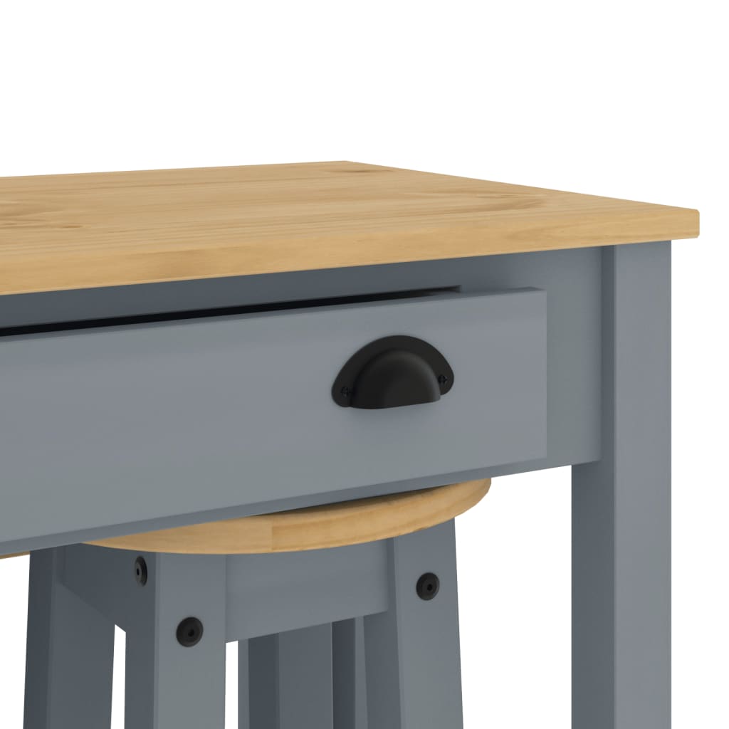 Σετ Επίπλων Μπαρ 3 Τεμαχίων Γκρι από Μασίφ Ξύλο Πεύκου