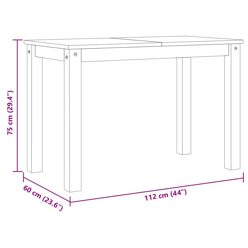 Τραπεζαρία PANAMA Γκρι 112 x 60 x 75 εκ. από Μασίφ Ξύλο Πεύκου