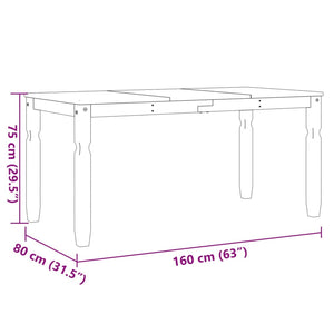 Τραπεζαρία Corona Λευκό 160 x 80 x 75 εκ. από Μασίφ Ξύλο Πεύκου