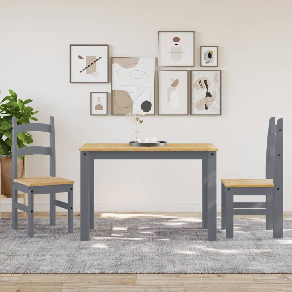 Καρέκλες Τραπεζαρίας 2 τεμ. Γκρι 40x46x99 εκ. Μασίφ Ξύλο Πεύκου