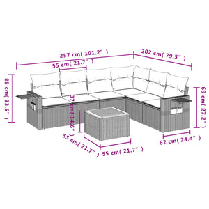 Σαλόνι Κήπου Σετ 7 τεμ. Μπεζ Συνθετικό Ρατάν με Μαξιλάρια