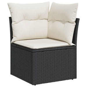 Σαλόνι Κήπου Σετ 9 Τεμαχίων Μαύρο από Συνθ. Ρατάν με Μαξιλάρια