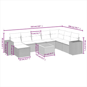 Σαλόνι Κήπου Σετ 9 τεμ. Μπεζ Συνθετικό Ρατάν με Μαξιλάρια