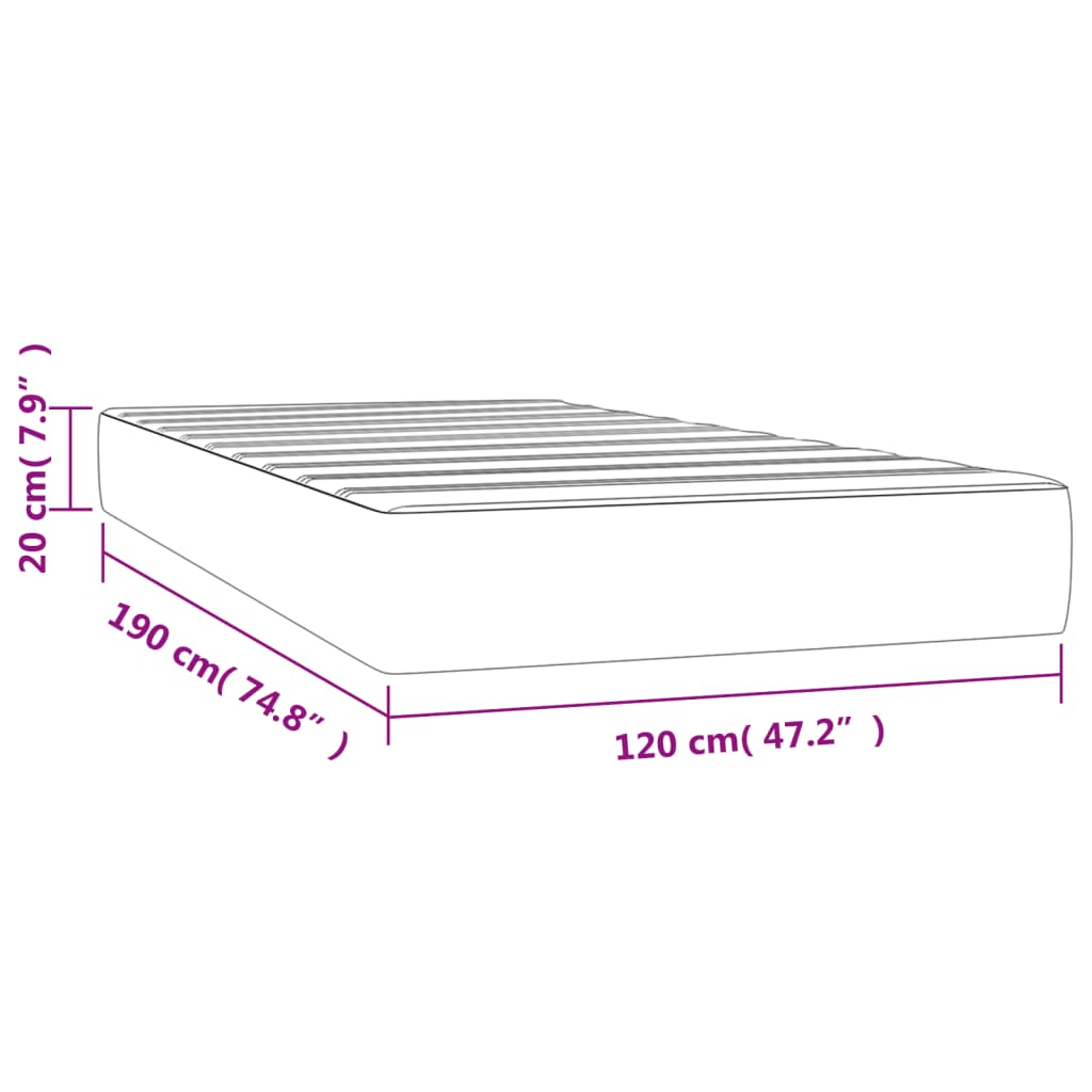 Στρώμα με Pocket Springs Μεσαίας Σκληρότητας Μαύρο 120x190x20 εκ. Υφασμάτινο - Pakobazaar