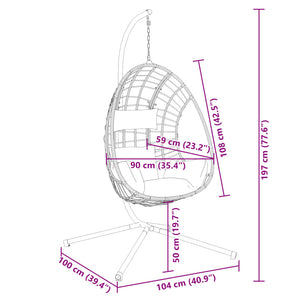 Πολυθρόνα Egg Κρεμαστή με Βάση Μπεζ Συνθ. Ρατάν / Ατσάλι