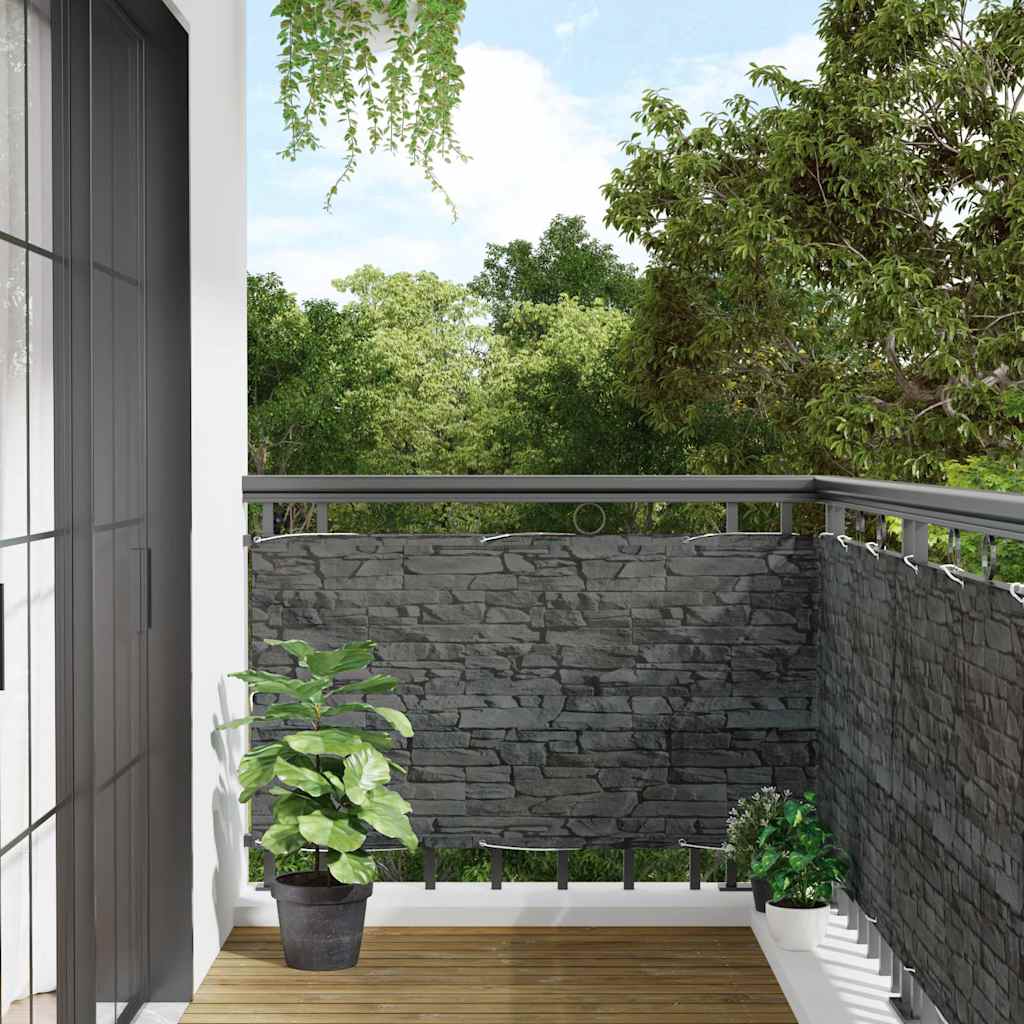 Περίφραξη Μπαλκονιού Σχέδιο Ledge Stone Γκρι 1000x90 εκ. PVC