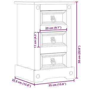 Κομοδίνο Corona 35x32,5x58 εκ. από Μασίφ Ξύλο Πεύκου - Pakobazaar