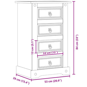 Κομοδίνο Corona 53x39x84 εκ. από Μασίφ Ξύλο Πεύκου - Pakobazaar