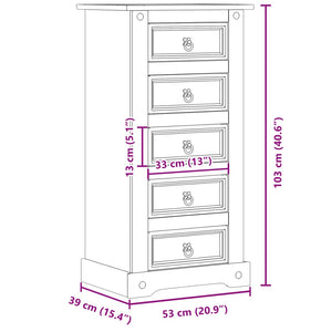 Κομοδίνο Corona 53x39x103 εκ. από Μασίφ Ξύλο Πεύκου