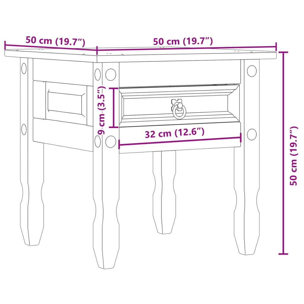 Τραπεζάκι Βοηθητικό Corona 50x50x50 εκ. από Μασίφ Ξύλο Πεύκου - Pakobazaar