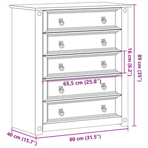 Συρταριέρα Corona 80 x 40 x 89 εκ. από Μασίφ Ξύλο Πεύκου - Pakobazaar