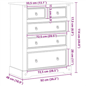 Συρταριέρα Corona 92 x 48 x 114 εκ. από Μασίφ Ξύλο Πεύκου