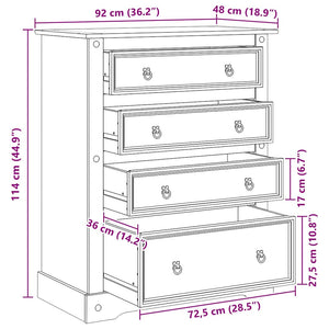 Συρταριέρα Corona 92 x 48 x 114 εκ. από Μασίφ Ξύλο Πεύκου - Pakobazaar