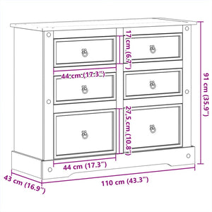 Συρταριέρα Corona 110 x 43 x 91 εκ. από Μασίφ Ξύλο Πεύκου