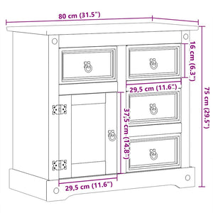 Ντουλάπι Corona 80 x 40 x 75 εκ. από Μασίφ Ξύλο Πεύκου
