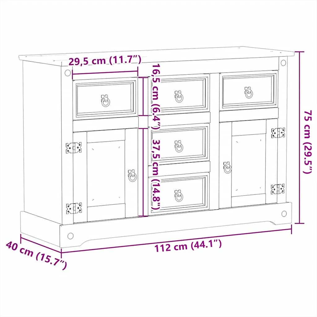 Ντουλάπι Corona 112 x 40 x 75 εκ. από Μασίφ Ξύλο Πεύκου - Pakobazaar