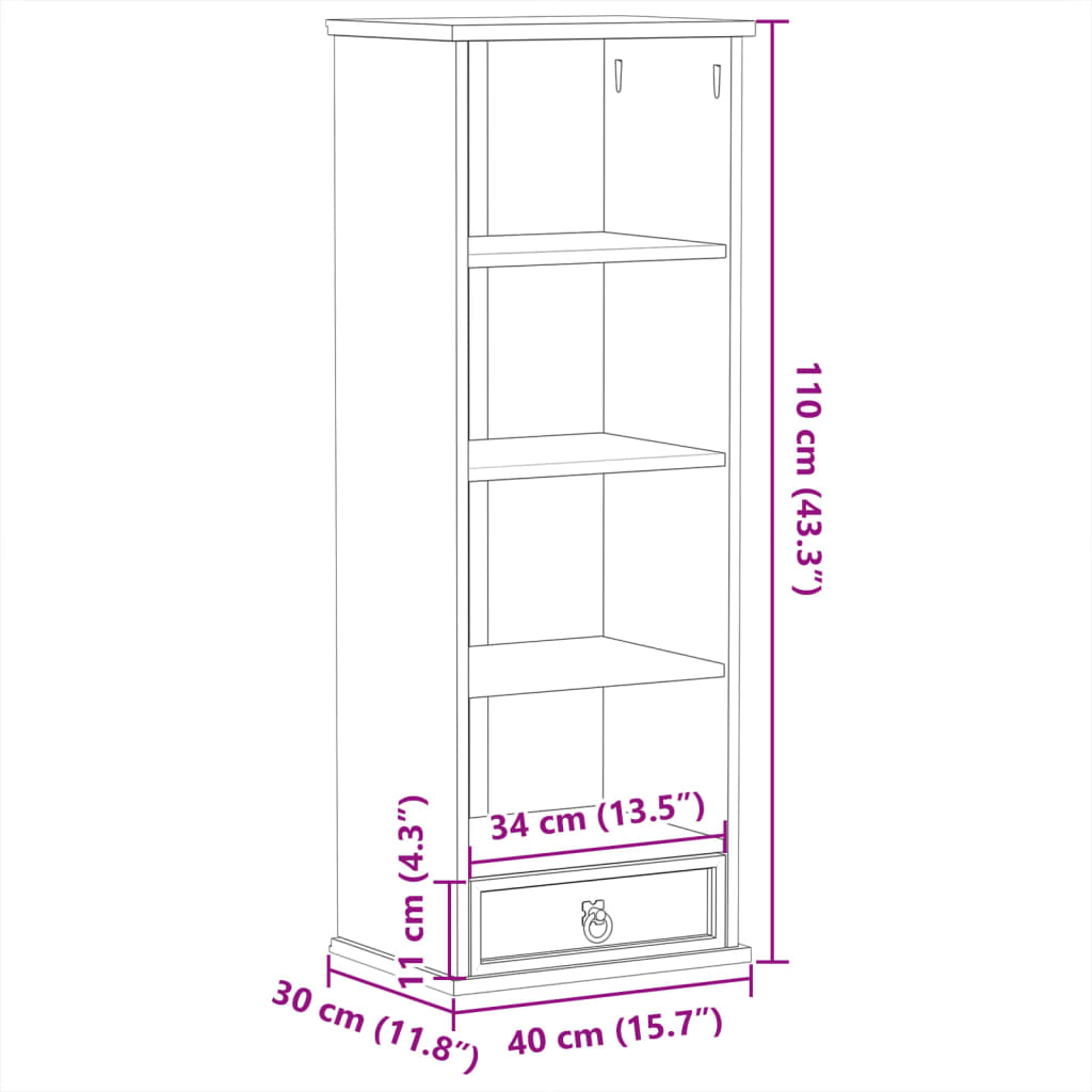 Έπιπλο για CD Corona 40x30x110 εκ. από Μασίφ Ξύλο Πεύκου