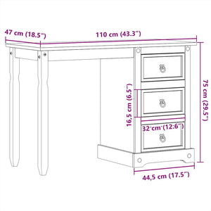 Μπουντουάρ Corona 110 x 47 x 75 εκ. από Μασίφ Ξύλο Πεύκου - Pakobazaar