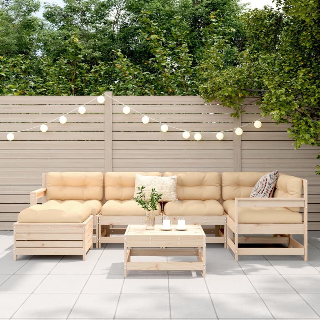 Καναπές Κήπου Σετ 7 Τεμαχίων από Μασίφ Ξύλο Πεύκου - Pakobazaar