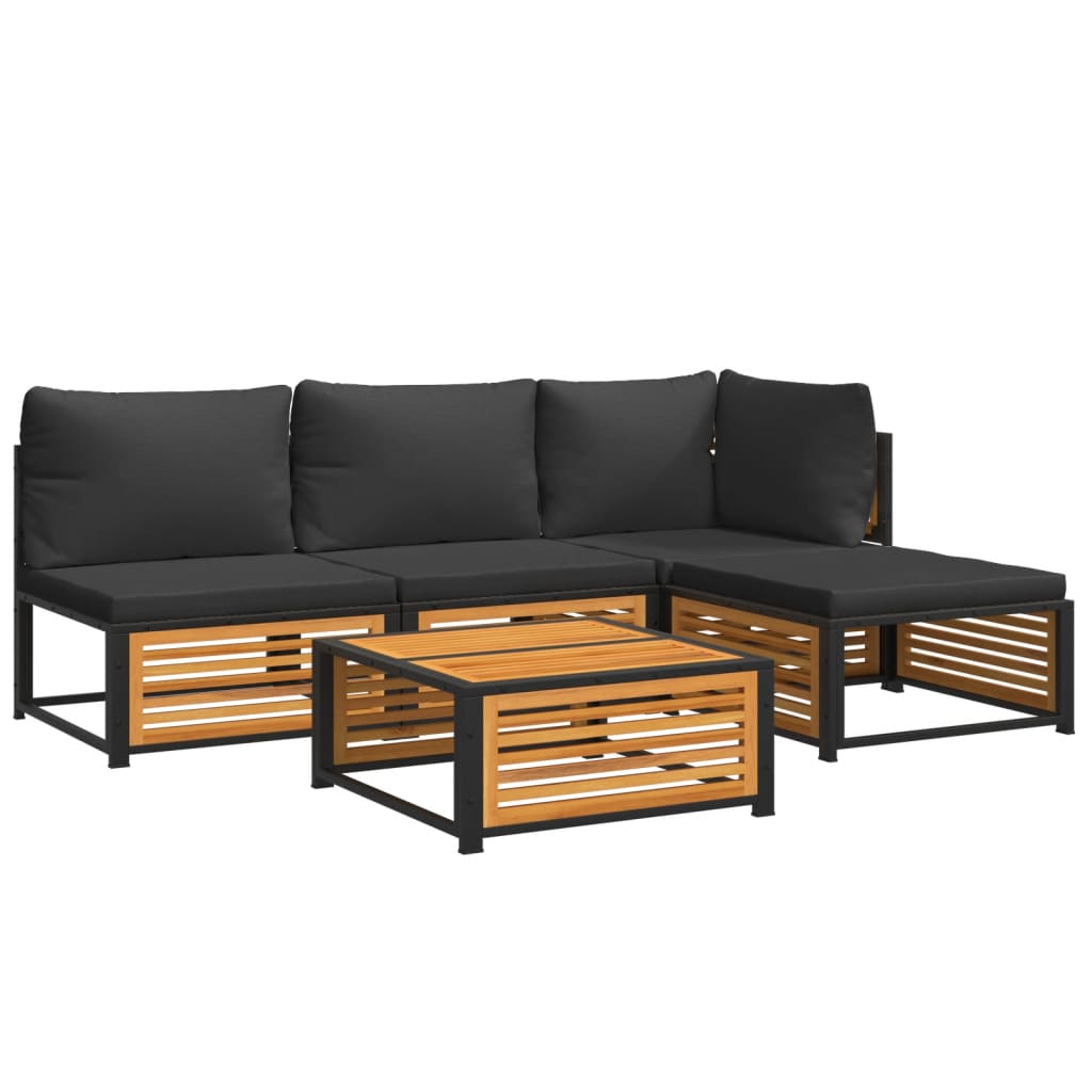 Σαλόνι Κήπου 5 Τεμαχίων από Μασίφ Ξύλο Ακακίας με Μαξιλάρια - Pakobazaar