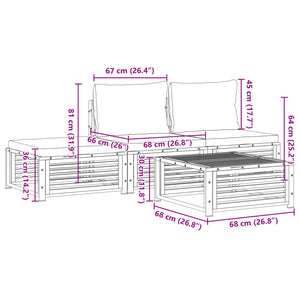 Σαλόνι Κήπου 4 Τεμαχίων από Μασίφ Ξύλο Ακακίας με Μαξιλάρια