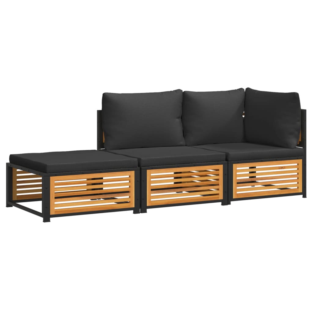 Σαλόνι Κήπου Σετ 3 Τεμαχίων με Μαξιλάρια από Μασίφ Ξύλο Ακακίας - Pakobazaar