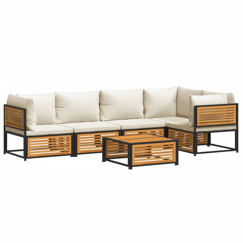 Σαλόνι Κήπου Σετ 6 Τεμαχίων από Μασίφ Ξύλο Ακακίας με Μαξιλάρια