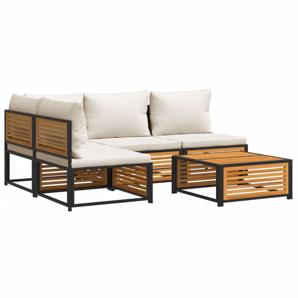 Σαλόνι Κήπου 5 Τεμαχίων από Μασίφ Ξύλο Ακακίας με Μαξιλάρια - Pakobazaar