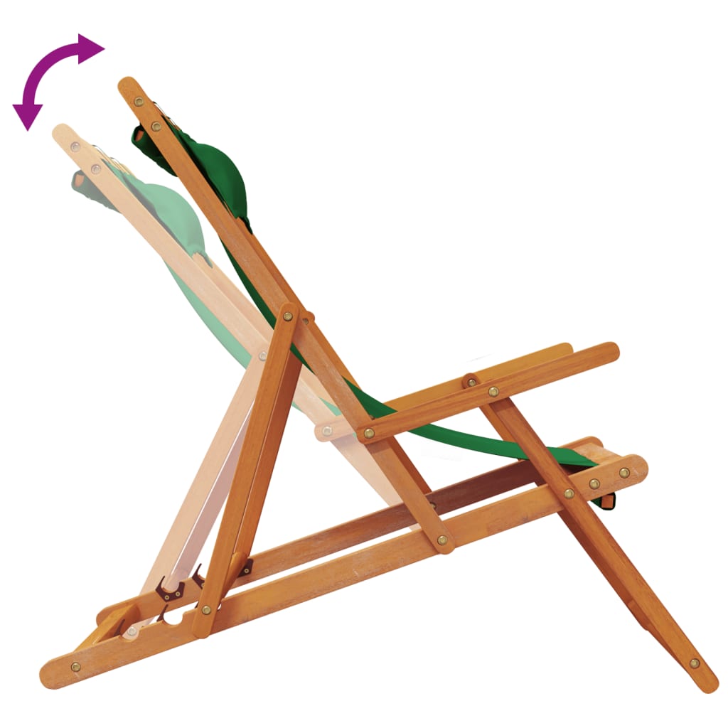 Καρέκλες Παραλίας Πτυσσόμενες 2 τεμ. Πράσινες Υφασμάτινες - Pakobazaar