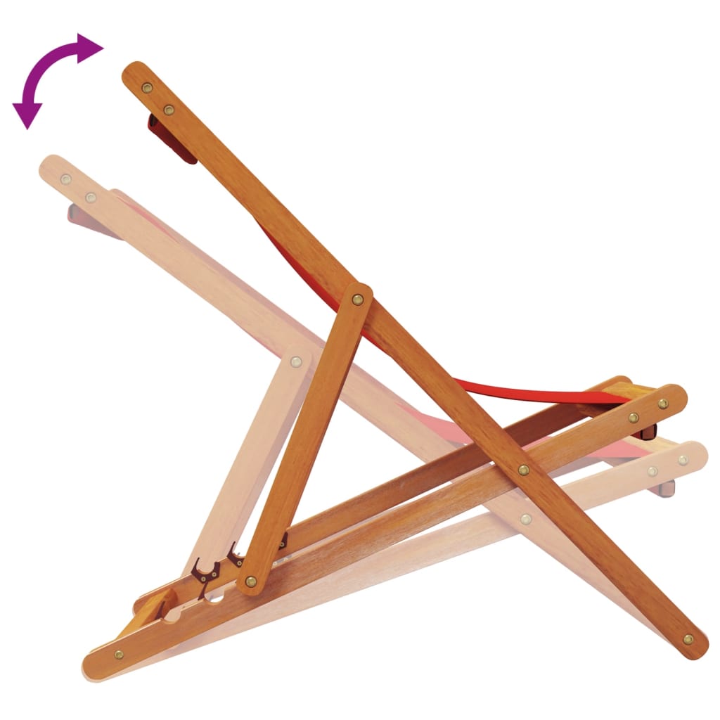 Καρέκλες Παραλίας Πτυσσόμενες 2 τεμ. Κόκκινες Υφασμάτινες