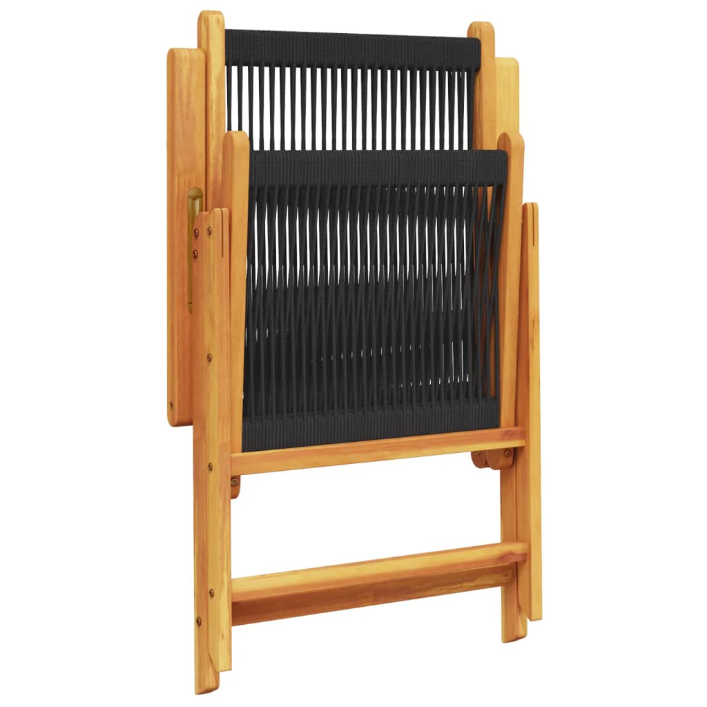 Καρέκλες Κήπου Ανακλινόμενες 6 Τεμ. Μαύρες Μασίφ Ξύλο Ακακίας