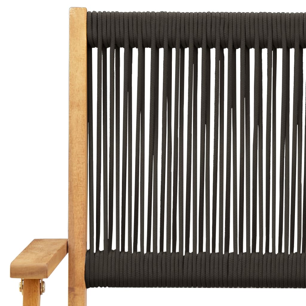 Καρέκλες Κήπου Πτυσσόμενες 6 τεμ. Μαύρες από Μασίφ Ξύλο Ακακίας