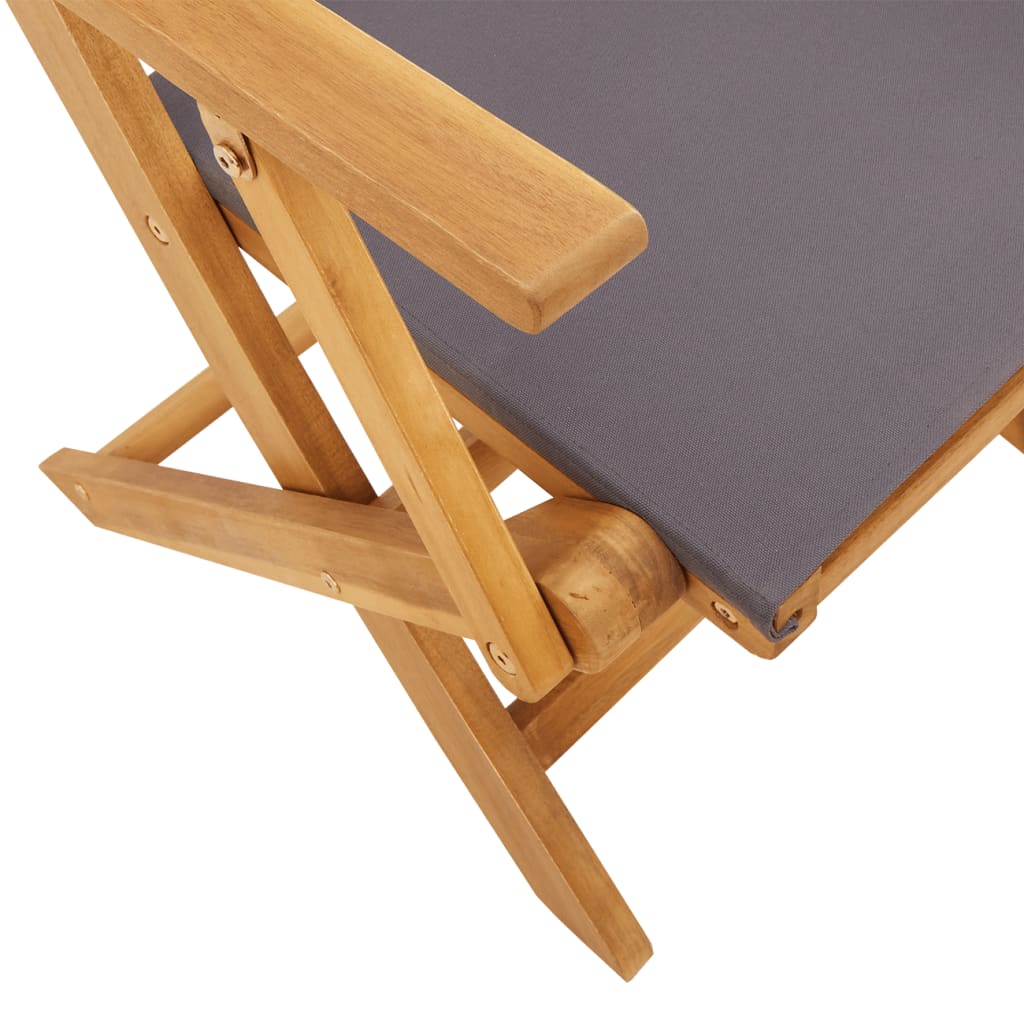 Καρέκλες Κήπου Πτυσσόμενες 4 Τεμ. Ανθρακί Ύφασμα/Μασίφ Ξύλο