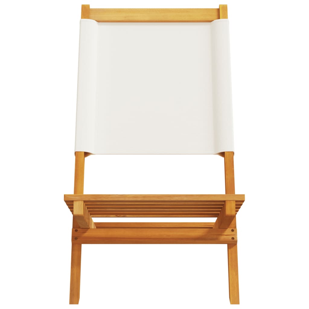 Καρέκλες Κήπου Πτυσσόμενες 6 Τεμ. Λευκές Ύφασμα/Μασίφ Ξύλο