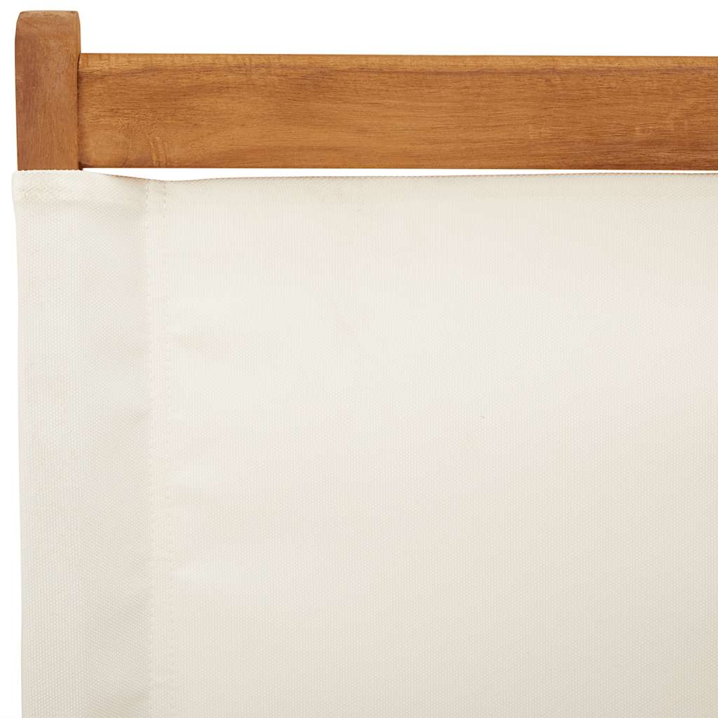 Καρέκλες Κήπου Πτυσσόμενες 6 Τεμ. Λευκές Ύφασμα/Μασίφ Ξύλο