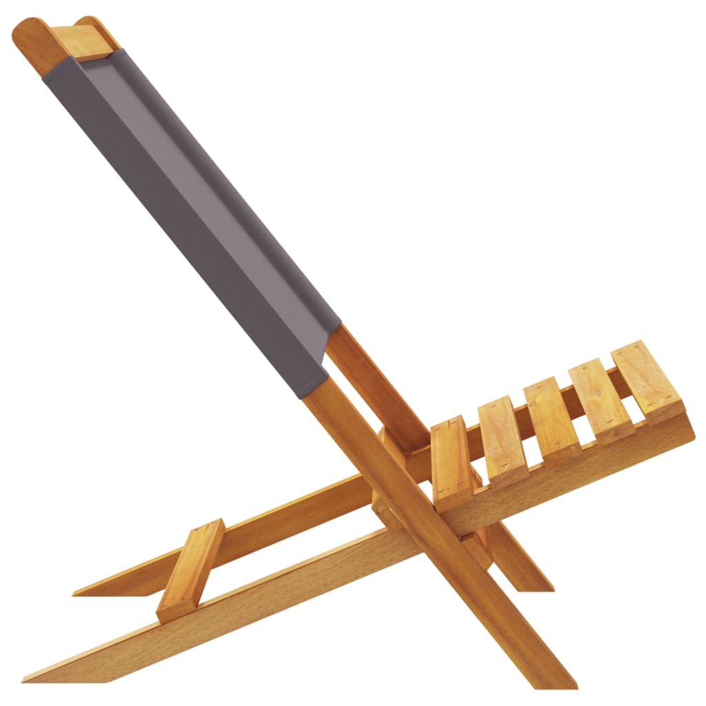 Καρέκλες Κήπου Πτυσσόμενες 4 Τεμ. Ανθρακί Ύφασμα/Μασίφ Ξύλο