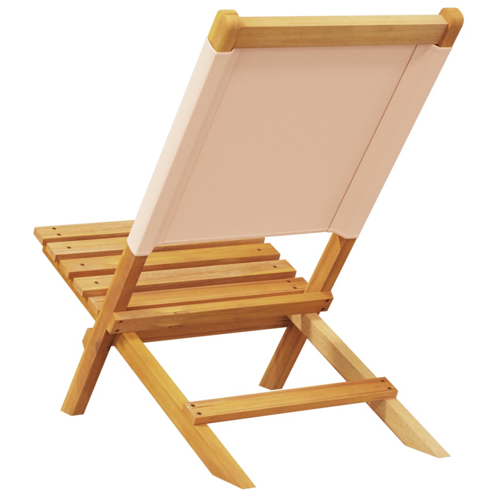 Πτυσσόμενες Καρέκλες 8 τεμ. Μπεζ Ύφασμα και Μασίφ Ξύλο