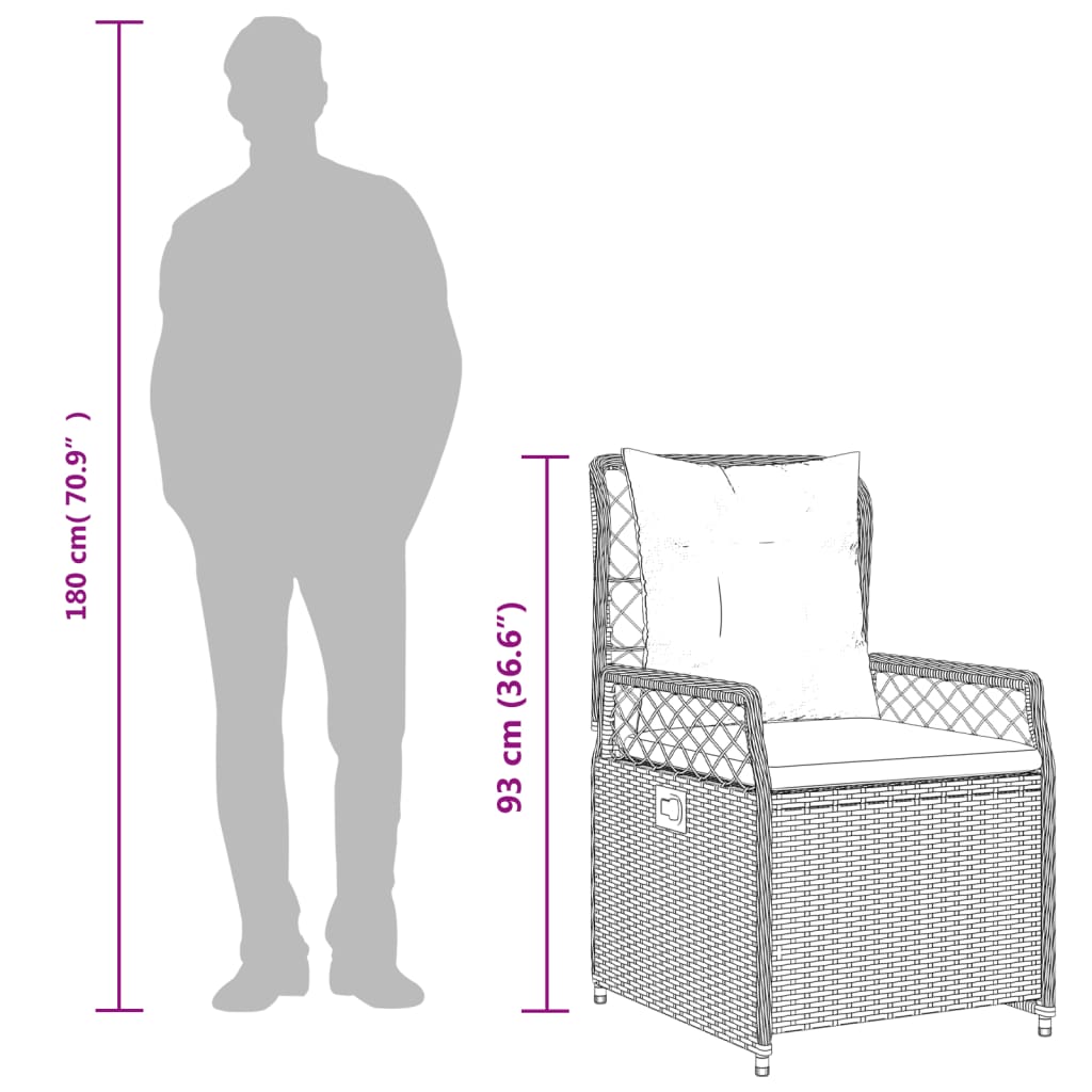 Καρέκλες Κήπου Ανακλινόμενες 2 τεμ. Μπεζ Συνθ. Ρατάν