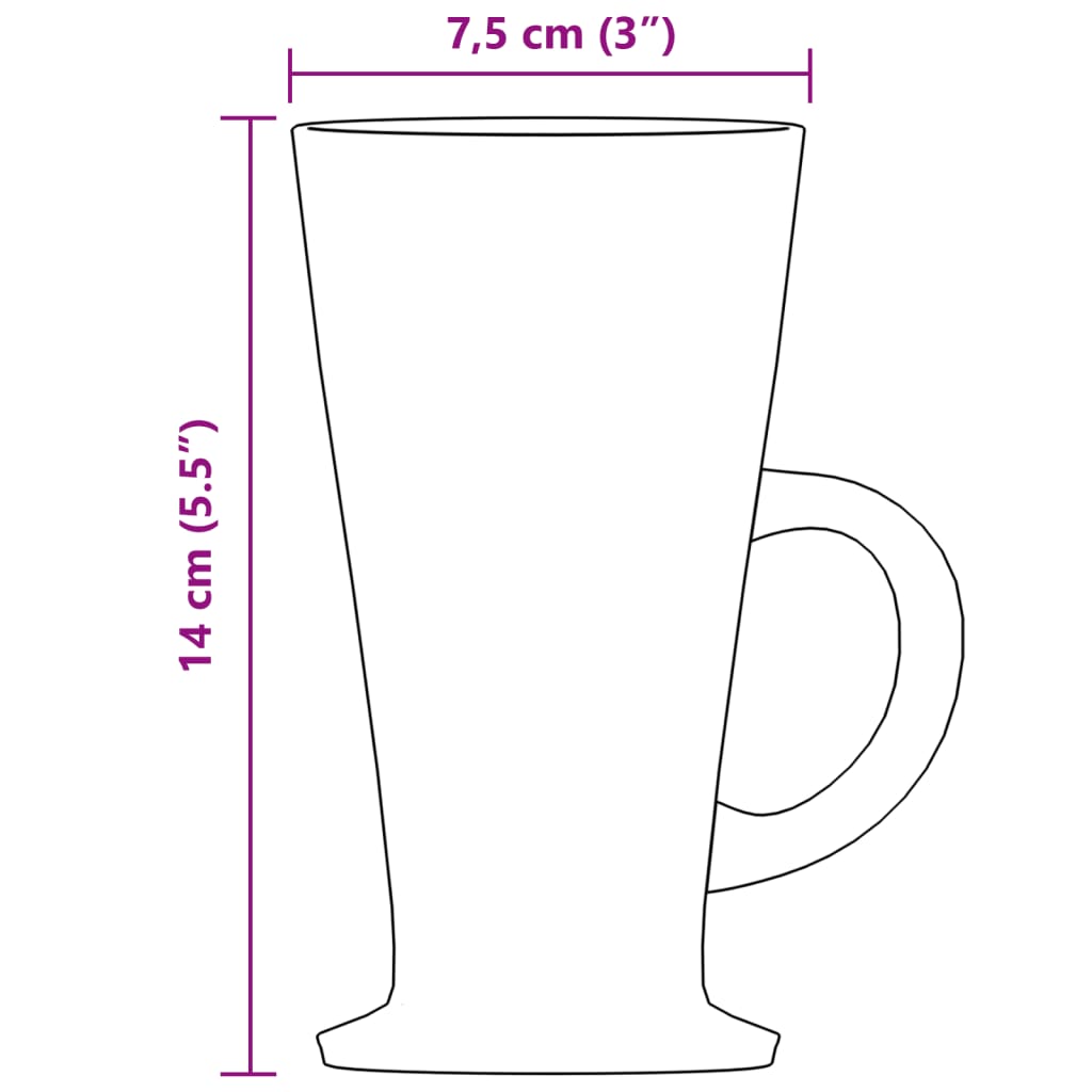 Ποτήρια Λάτε με Λαβή 6 Τεμ. 250 ml