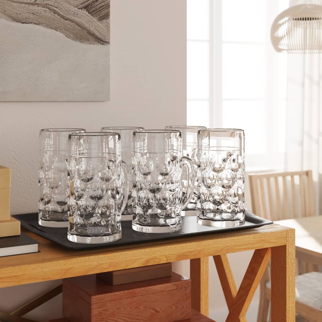 Κούπα Μπίρας με Λαβή Γυάλινη 6 Τεμ. 500 ml - Pakobazaar