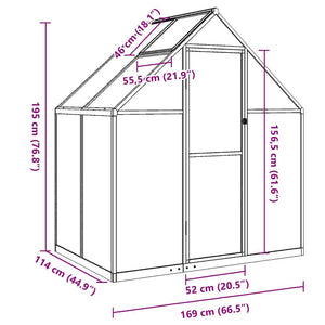 Θερμοκήπιο με Πλαίσιο Βάσης Πράσινο 169x114x195 εκ. Αλουμίνιο